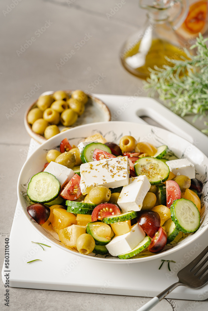 Salad with fresh vegetables and feta