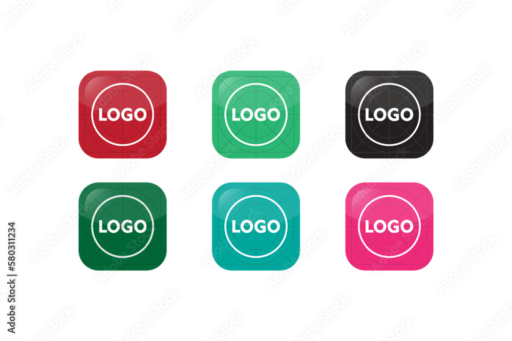 Set of color apps icons with gudelines