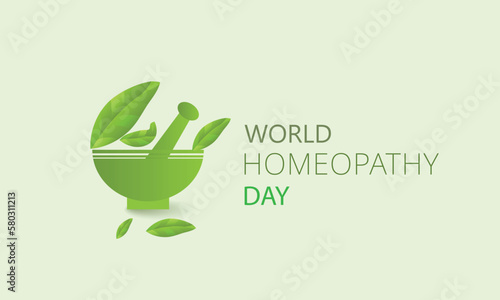 World Homeopathy day. Template for background, banner, card, poster 