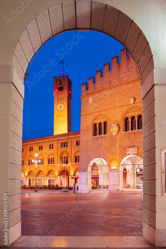 Treviso, Italy. Cityscape image of historical center of Treviso, Italy with old square at sunrise.