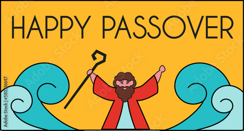 Passover , Pesach, Jewish holiday. Haggadah vector illustration. The Escape from Egypt concept.