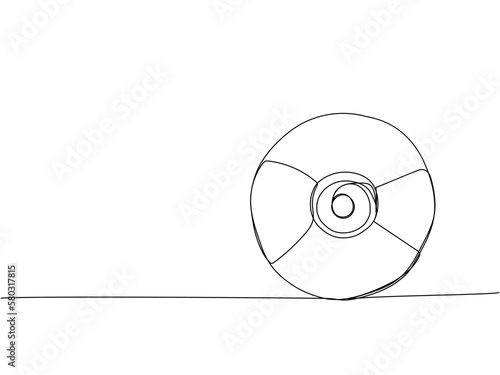 CD disk, Compact disc one line art. Continuous line drawing of storage, multimedia, shiny, disk, vintage, dvd, pc, memory, disc, compact, record, software, audio, computer, template, digital, 90s