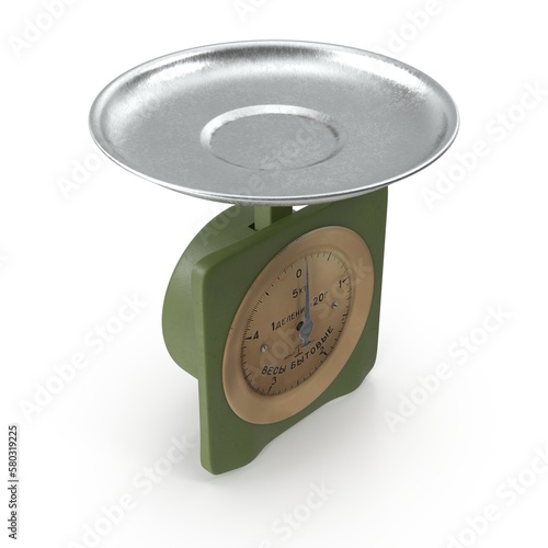 Old Kitchen Scales USSR 3d render illustration