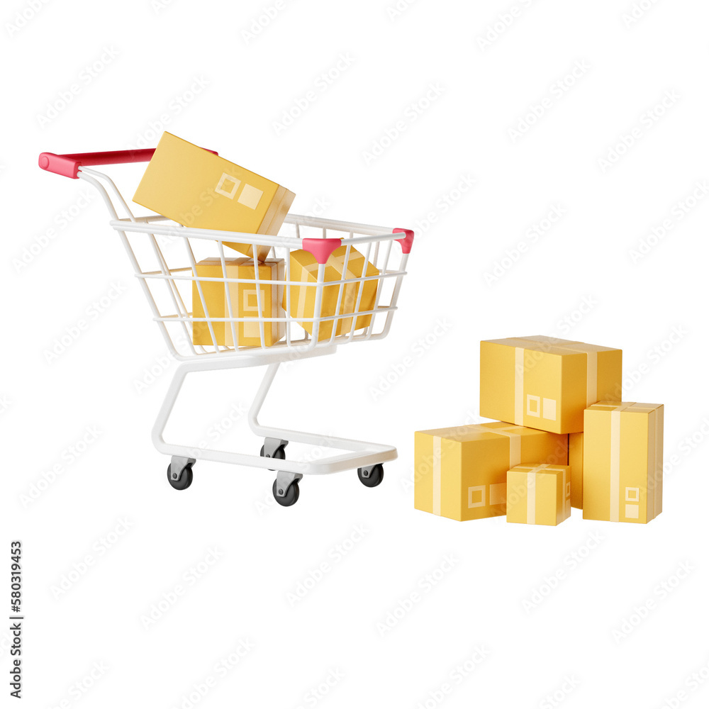 shopping cart with boxes