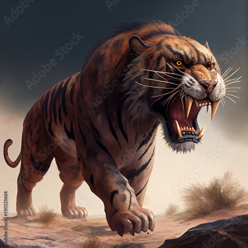 Saber-toothed tiger generative AI photo