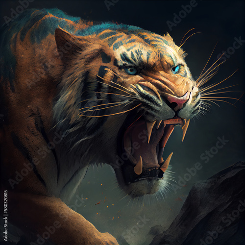 Saber-toothed tiger generative AI photo