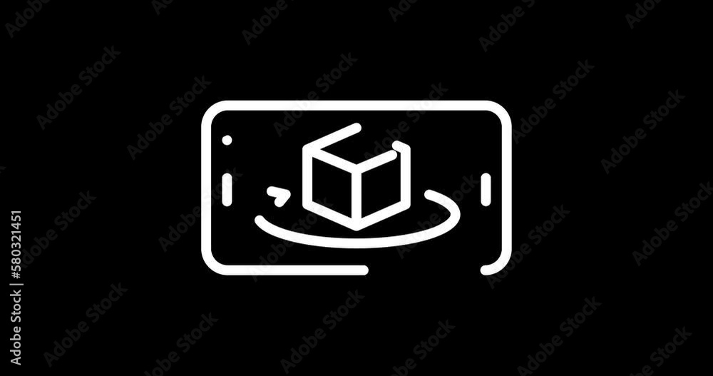 augmented reality 3d object animated outline icon with alpha channel. 3d object rotate on smartphone 4k video animation for web, mobile and ui design augmented reality 3d object animated outline icon with alpha channel. 3d object rotate on smartphone 4k video animation for web, mobile and ui design