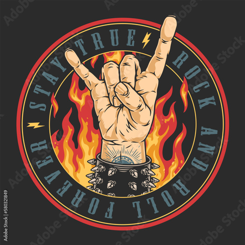 Rocker gesture colorful vintage flyer