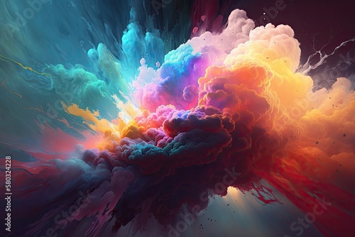 the vitality and feeling of color. magical energy of color and light. abstract color presentation, hazy motion, and paint dripping across the top. Generative AI