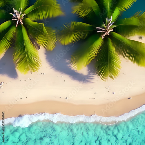 tree on the beach - tropical beach background - Landscape - Generative AI © Magic