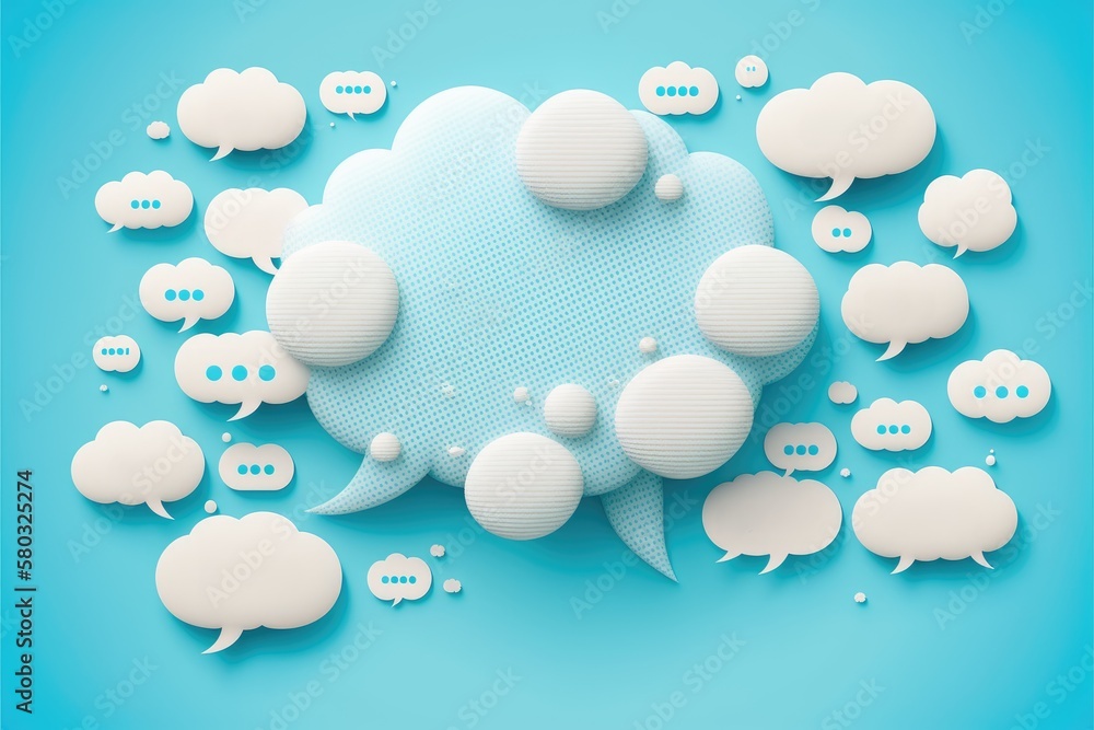 3d paper speech bubbles with speech bubbles on blue background