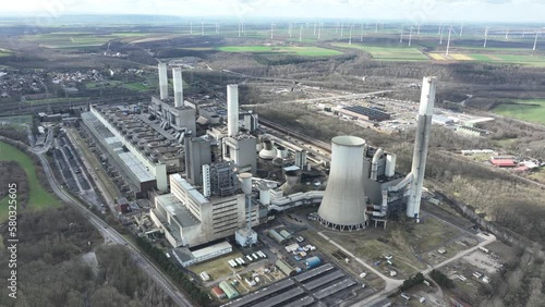 An awe-inspiring drone video showcasing the size and scale of the Kraftwerk Frimmersdorf coal-fired power plant in North Rhine-Westphalia. photo