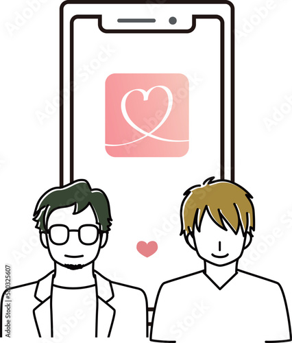 マッチングアプリでマッチしたイメージイラスト　同性