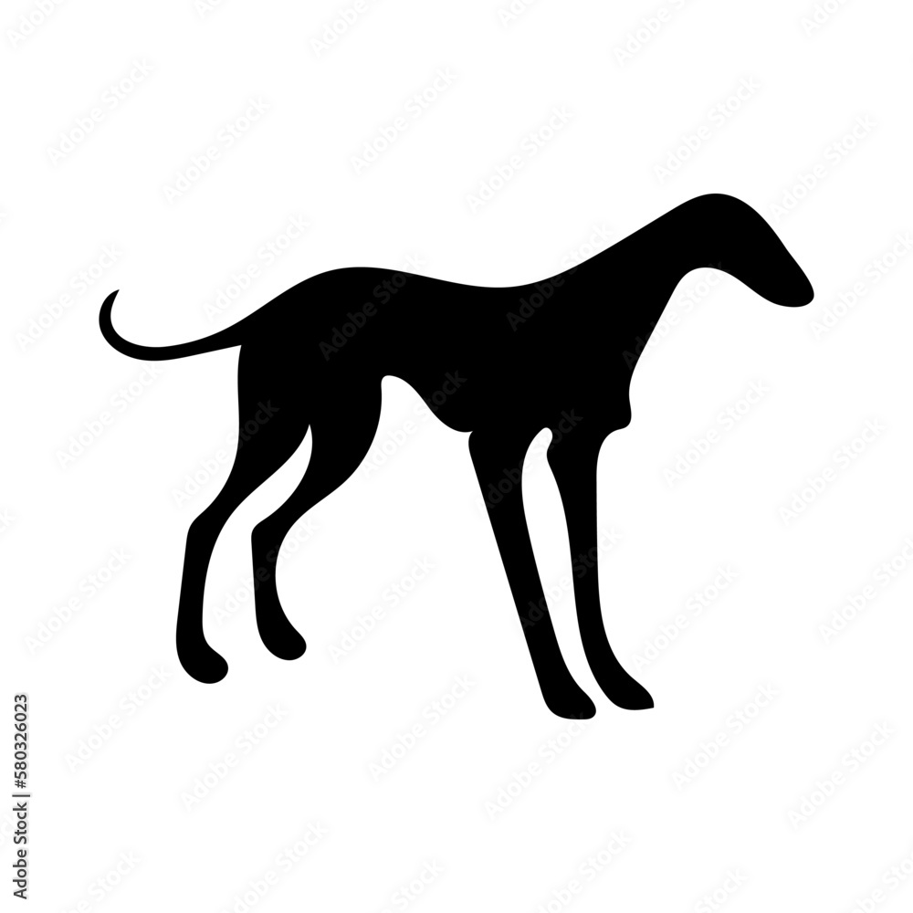 Greyhound Silhouette. Vector Silhouette of Animal on White Background