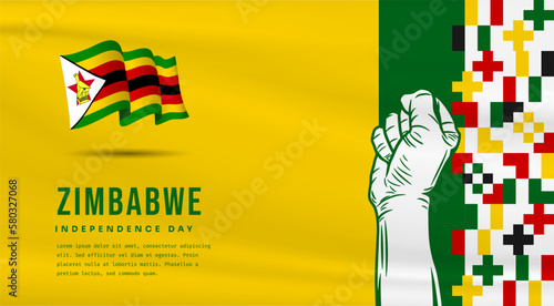 Banner illustration of Zimbabwe independence day celebration with text space. Vector illustration.