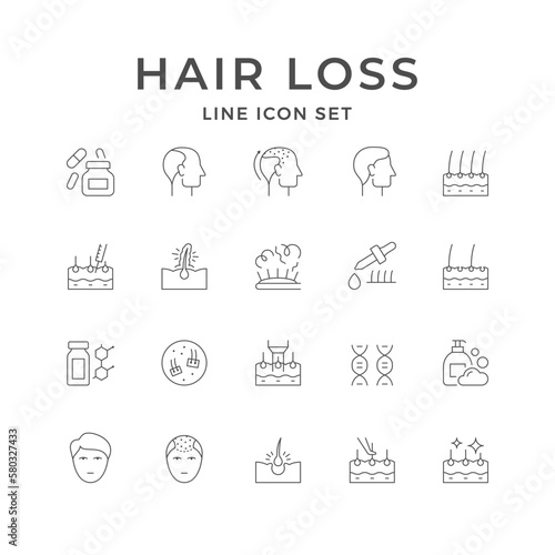 Set line icons of hair loss