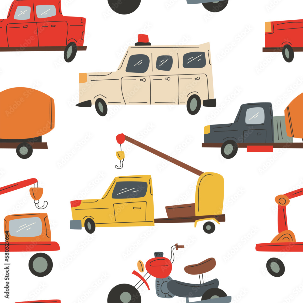 Doodle cars vector cartoon seamless pattern background for wallpaper, wrapping, packing, and backdrop. Doodle cars vector cartoon seamless pattern background for wallpaper, wrapping, packing, and backdrop.