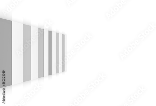 #d rendering. Minimal simple white hallway background.