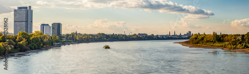 BONN, GERMANY - October 8 2022: Ferry boat on Rhine River. 