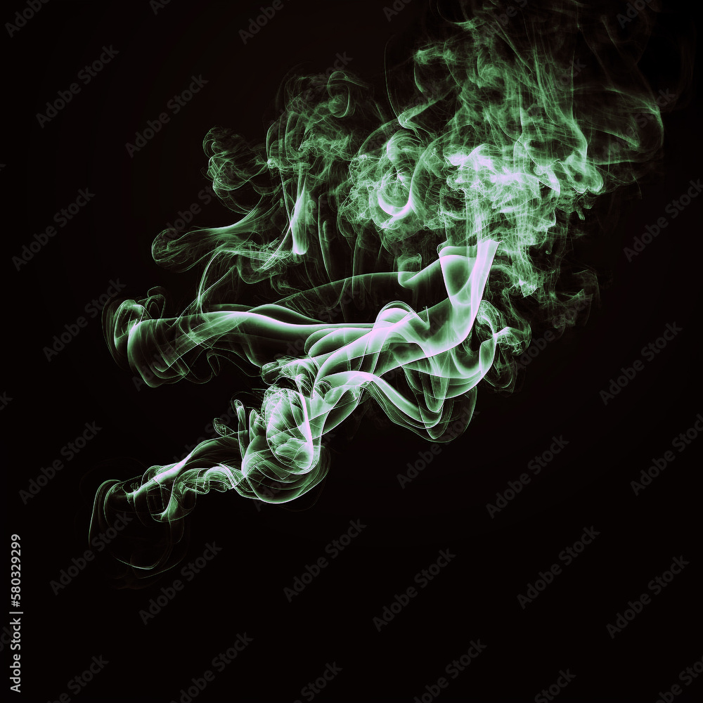 Fototapeta premium Black and white smoke on a dark background.