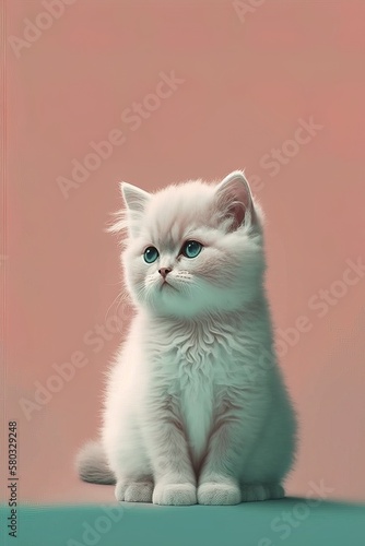 cute kitten with minimalist background  generative ai