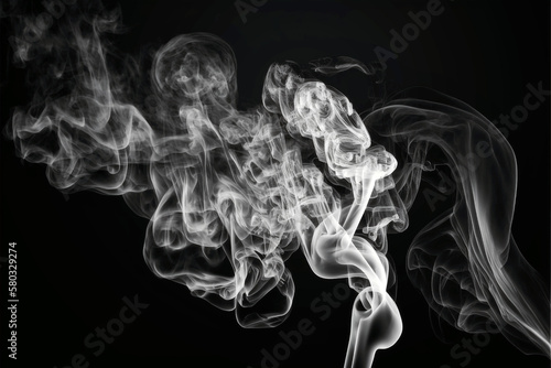 Black and white smoke on a dark background.