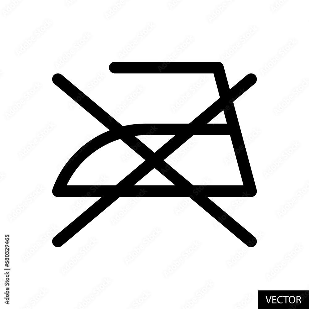 Do not iron, no ironing laundry symbol vector icon in line style design for website, app, UI, isolated on white background. Editable stroke. Vector illustration. Do not iron, no ironing laundry symbol vector icon in line style design for website, app, UI, isolated on white background. Editable stroke. Vector illustration.