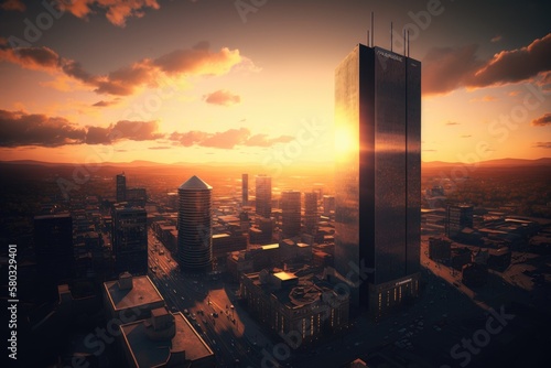 Stampa su tela Sunset view of Manchester