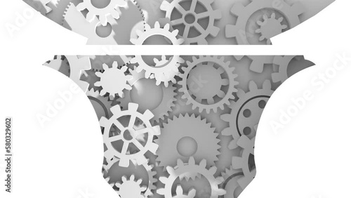 Wallpaper Mural Business concept. Optical illusion. Human head make silhouette of electric lamp. Abstract background with paper cut shape. Mechanism of gears Torontodigital.ca