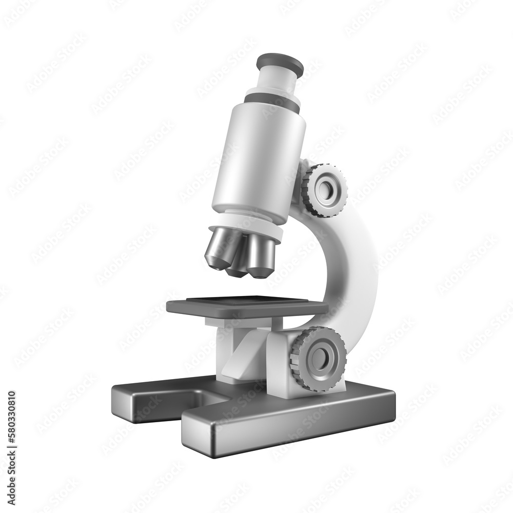 Microscope, Biology Scientific 3D illustration Microscope, Biology Scientific 3D illustration