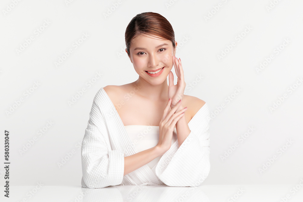 Beautiful young asian woman with clean fresh skin on white background, Face care, Facial treatment, Cosmetology, beauty and spa, Asian women portrait. Beautiful young asian woman with clean fresh skin on white background, Face care, Facial treatment, Cosmetology, beauty and spa, Asian women portrait.