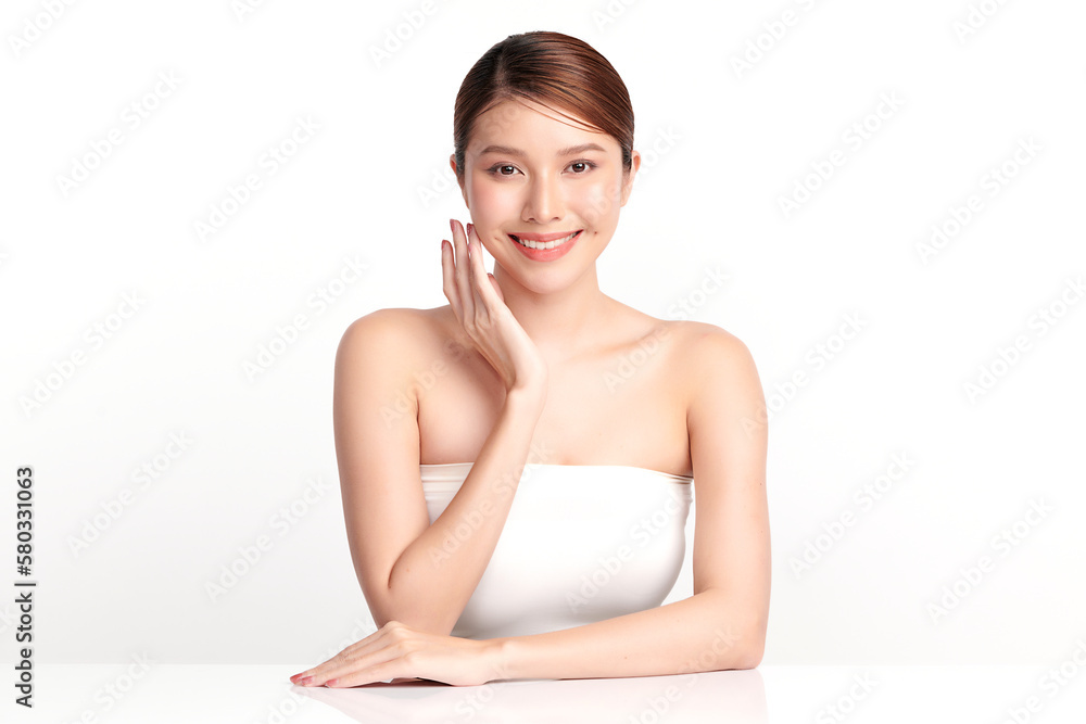 Beautiful young asian woman with clean fresh skin on white background, Face care, Facial treatment, Cosmetology, beauty and spa, Asian women portrait. Beautiful young asian woman with clean fresh skin on white background, Face care, Facial treatment, Cosmetology, beauty and spa, Asian women portrait.