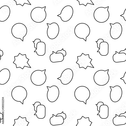 Monochrome vector seamless pattern of various speech bubbles for web sites and polygraphy