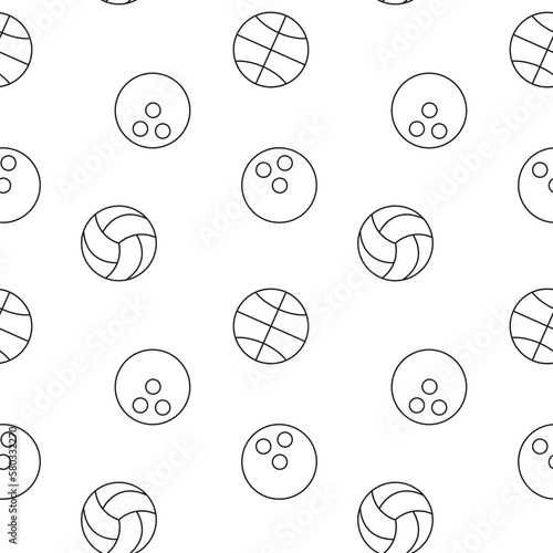 Monochrome vector seamless pattern of balls for games for web sites and polygraphy