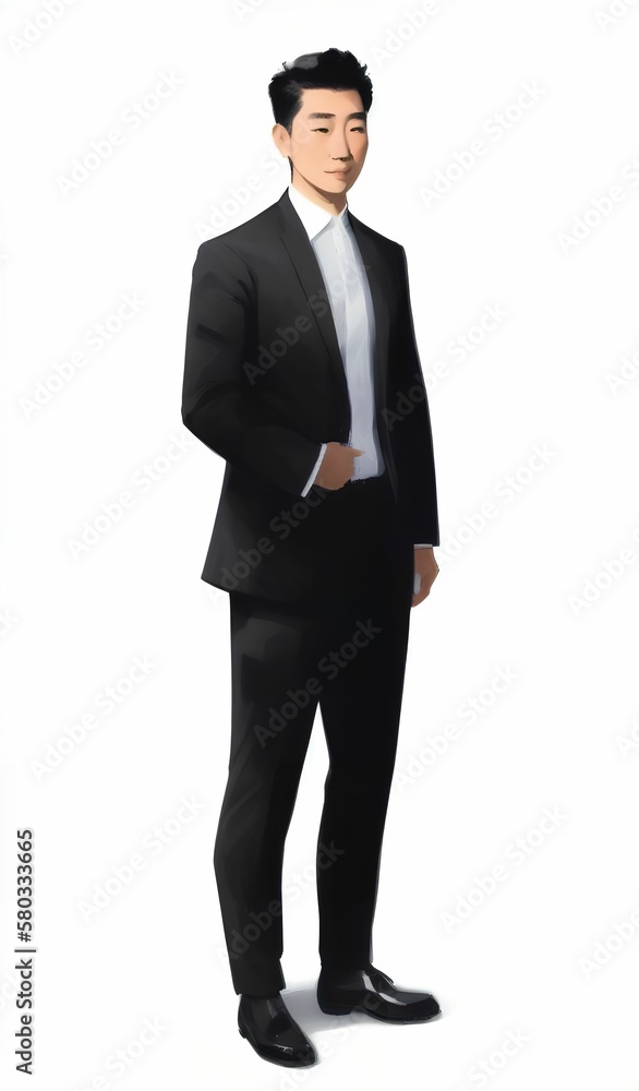 illustration of man wearing suit at the office, generative art by A.I illustration of man wearing suit at the office, generative art by A.I