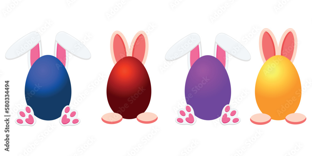 Happy Easter Card with Eggs, Rabbit ears sticking out of the egg. Happy Easter Card with Eggs, Rabbit ears sticking out of the egg.