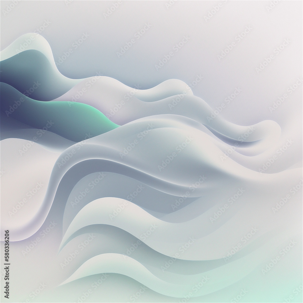 Fototapeta premium Stunning abstract watercolor waves in blue and white, with organic shapes and forms on a light clean and white background. Ai Generative