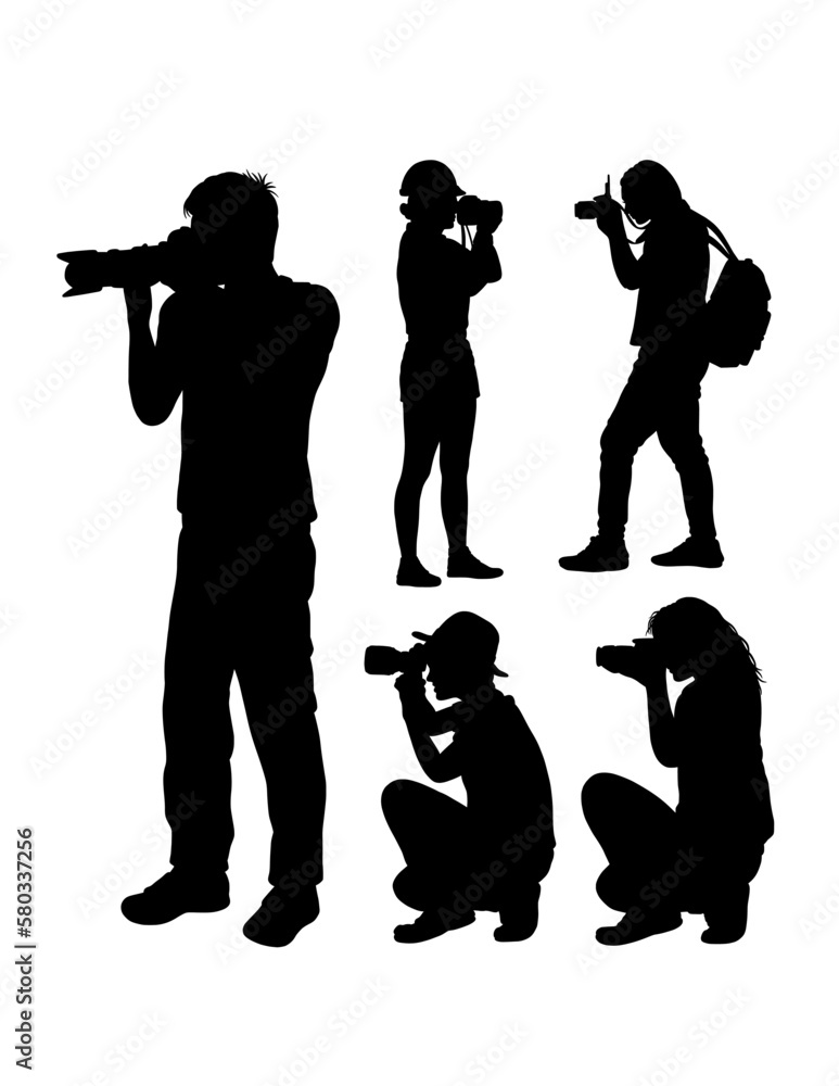 photographer with camera action pose silhouette
 - obrazy, fototapety, plakaty 