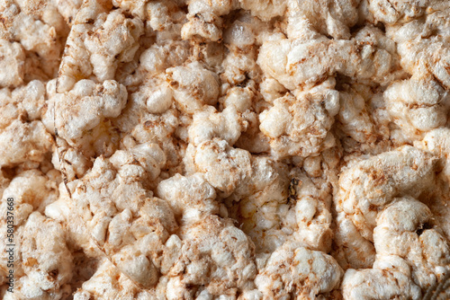 Crispbread texture. Rice crispbread close-up. Healthy eating. Top view