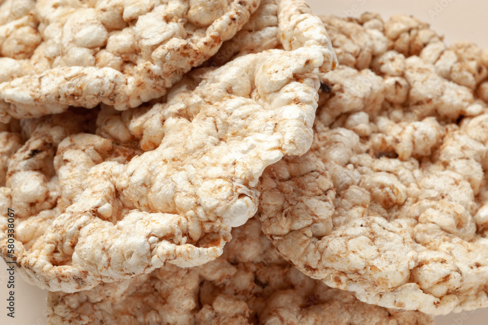 Crispbread texture. Rice crispbread close-up. Healthly food Crispbread texture. Rice crispbread close-up. Healthly food