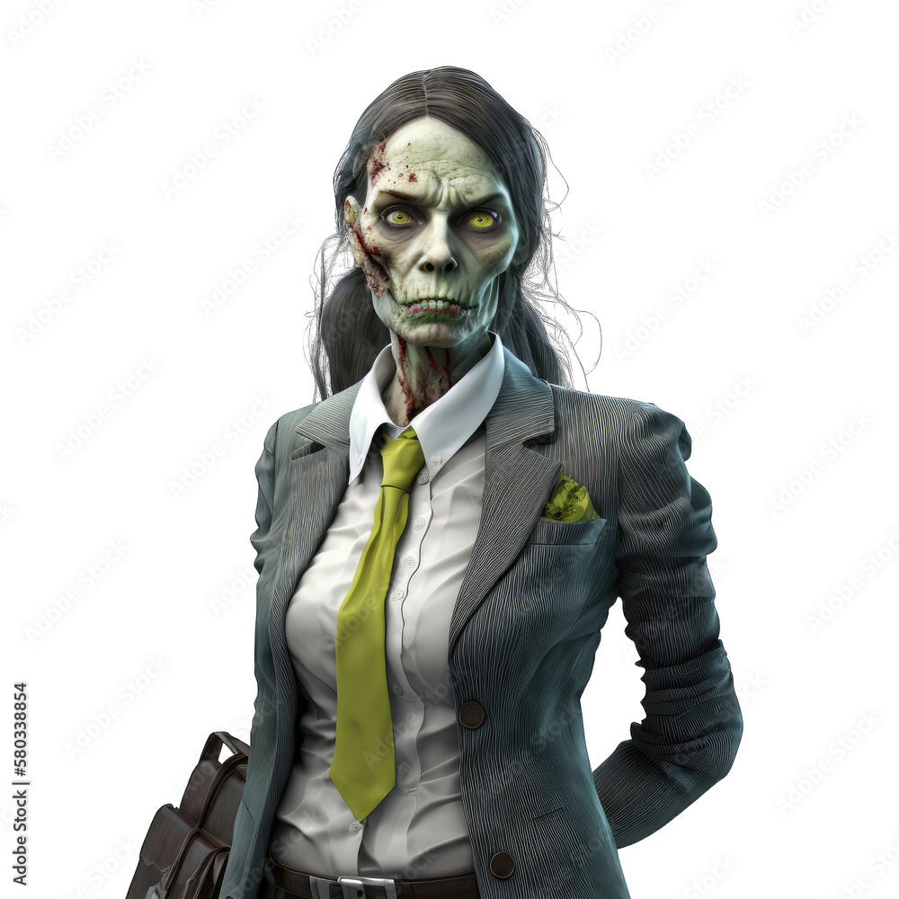 3D zombie business women created with generative AI 3D zombie business women created with generative AI