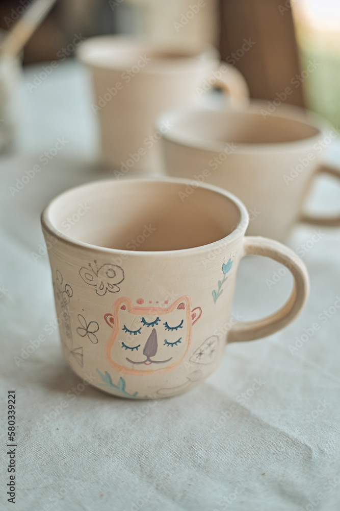 Cup potters are making in studio Cup potters are making in studio