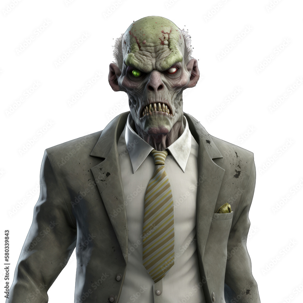 3D zombie business man created with generative AI 3D zombie business man created with generative AI