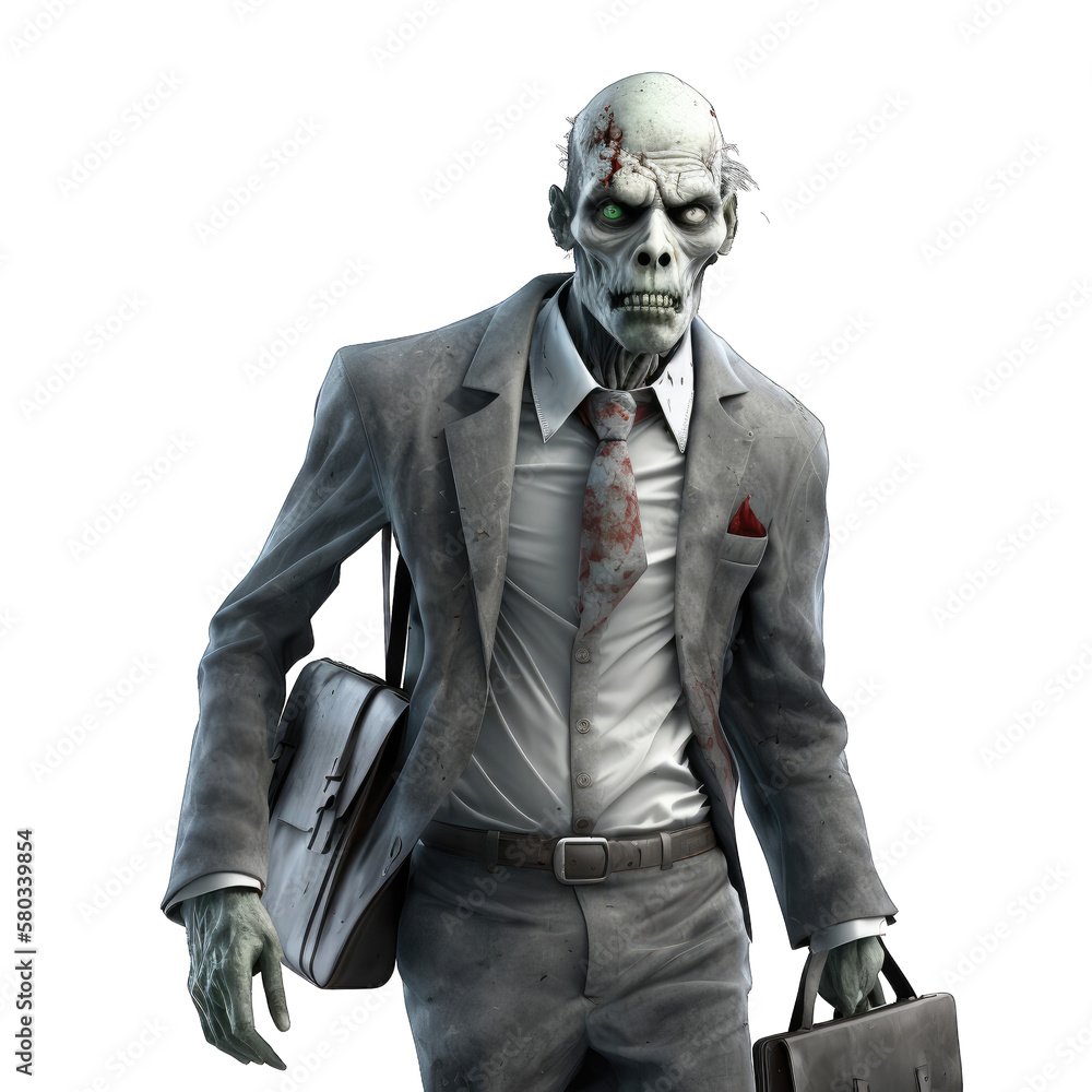 3D zombie business man created with generative AI 3D zombie business man created with generative AI