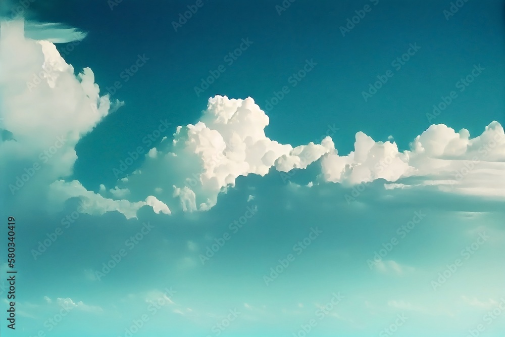 Blue Sky Landscape. A Serene Morning Skylight with white Cloudy Background