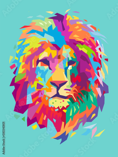 lion head with colorful pop art