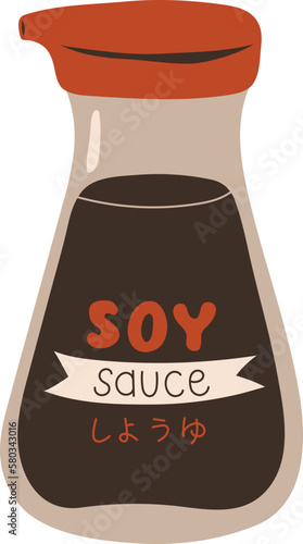 Doodle Soy Sauce Japanese Seasoning Bottle Illustration