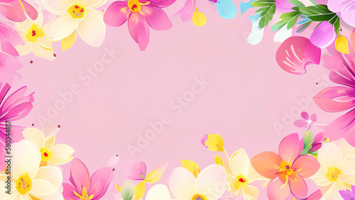 Spring background with flowers  in pink tones. generate by ai