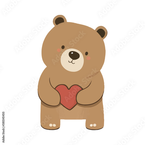 Vector Valentine Bear illustration on white background