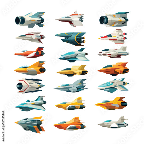 Vector Spaceship illustration set on white background